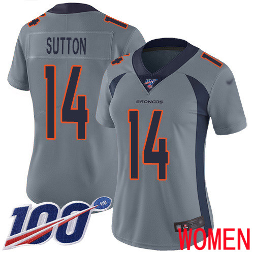 Women Denver Broncos #14 Courtland Sutton Limited Silver Inverted Legend 100th Season Football NFL Jersey